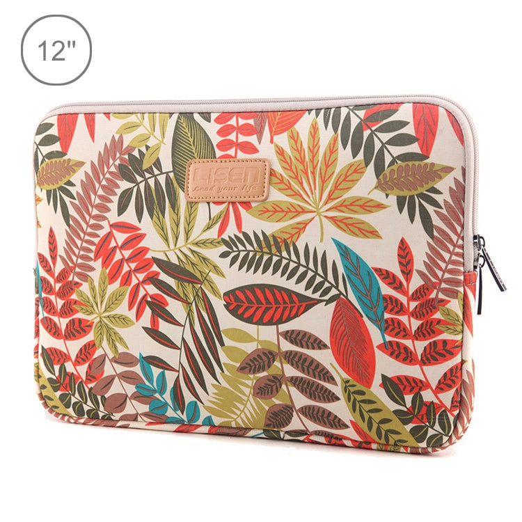 Lisen 12 inch Sleeve Case Colorful Leaves Zipper Briefcase Carrying Bag for iPad, Macbook, Samsung, Lenovo, Sony, DELL Alienware, CHUWI, ASUS, HP, 12 inch and Below Laptops / Tablets, 12 inch
