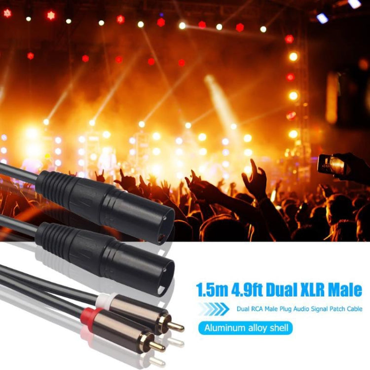 366119-15 2 RCA Male to 2 XLR 3 Pin Male Audio Cable, Length: 1.5m, 366119-15 2 RCA Male to 2 XLR 3 Pin Male