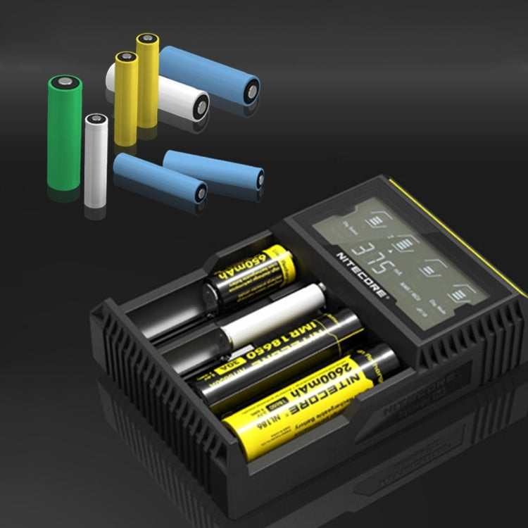 Nitecore D4 Intelligent Digi Smart Charger with LCD Display for 14500, 16340 (RCR123), 18650, 22650, 26650, Ni-MH and Ni-Cd (AA, AAA) Battery, D4