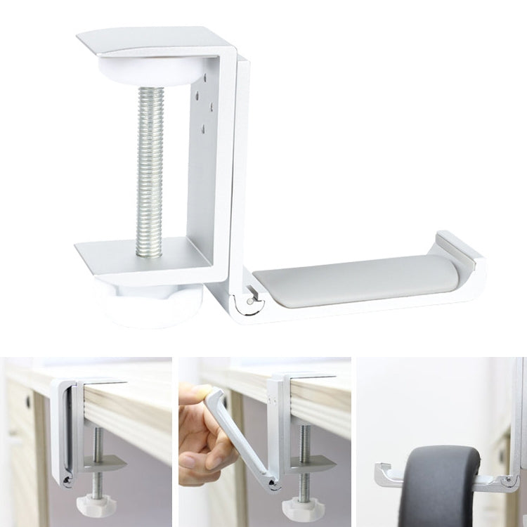 Desktop Lock Clip Type Metal Foldable Headset Stand Display Hanger, Desktop Lock Clip Type