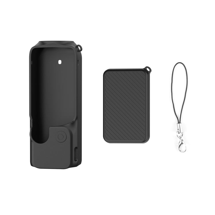 For DJI OSMO Pocket 3 PULUZ 2 in 1 Silicone Cover Case Set with Strap, Silicone Cover(Black)