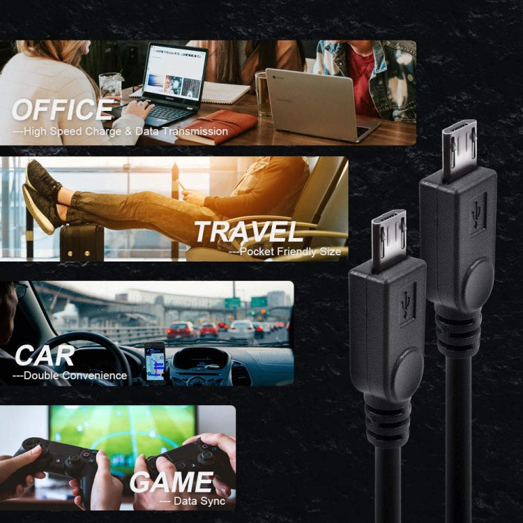 USB 2.0 Female to 2 Micro USB Male Cable, Length: About 30cm, USB 2.0 AF to 2 Micro USB