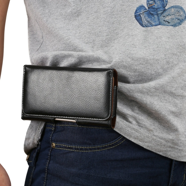 6.3 inch Litchi Texture Vertical Flip Thwartwise Genuine Leather Case / Waist Bag with Rotatable Back Splint for Galaxy Mega 6.3 / i9200 / i9208 / 9152 / 9158 / p709, etc