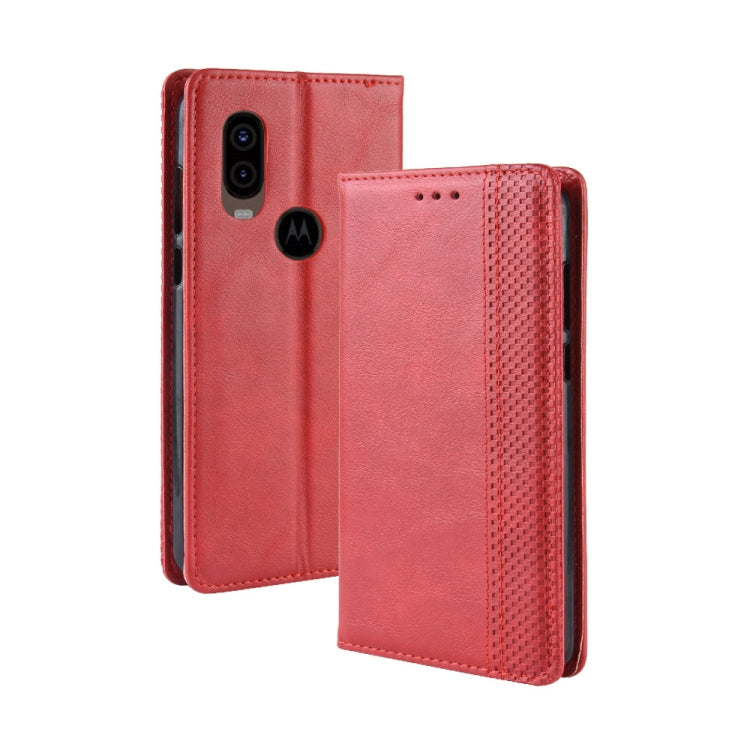 Magnetic Buckle Retro Crazy Horse Texture Horizontal Flip Leather Case for Motorola One Vision , with Holder & Card Slots & Photo Frame, For MOTO One Vision