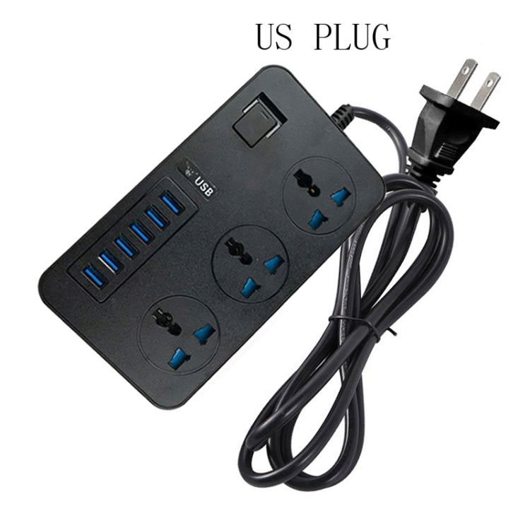 T09 3000W High Power Multi-Function Plug-in 3-Hole International Universal Jack + 6 USB Intelligent Charging, EU PLUG, US PLUG