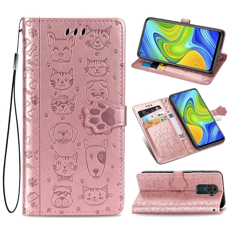 Lovely Cat and Dog Embossing Pattern Horizontal Flip Leather Case , with Holder & Card Slots & Wallet & Cartoon Clasp & Lanyard, For Huawei P Smart 2020, For Xiaomi Mi 10 Lite 5G, For Xiaomi Redmi 10X & Note 9