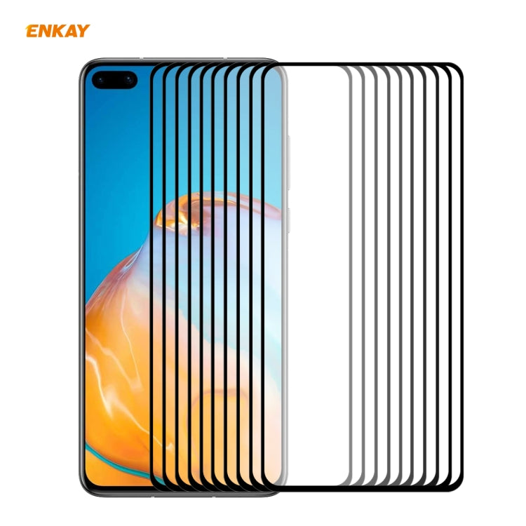 10 PCS ENKAY Hat-Prince Full Glue 0.26mm 9H 2.5D Tempered Glass Full Coverage Film, For Huawei P40, For Huawei P40 Lite, For Huawei Y5p, For Huawei Y6p, For Huawei Honor X10 5G, For Huawei P40 Lite E, For Redmi 10X 4G / Redmi Note 9(10pcs)