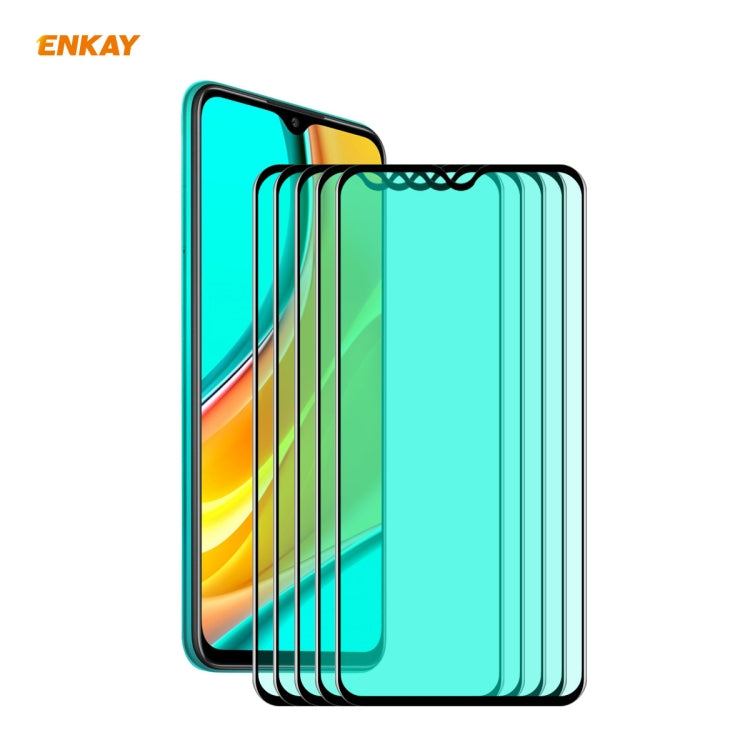 5 PCS ENKAY Hat-Prince 0.26mm 9H 6D Curved Full Screen Eye Protection Green Film Tempered Glass Protector, For Xiaomi Redmi Note 8 Pro, For Redmi Note 9S/Note 9 Pro, For Redmi 10X 4G/Redmi Note 9, For Xiaomi Redmi 9 / 9A / 9C, For Samsung Galaxy A71
