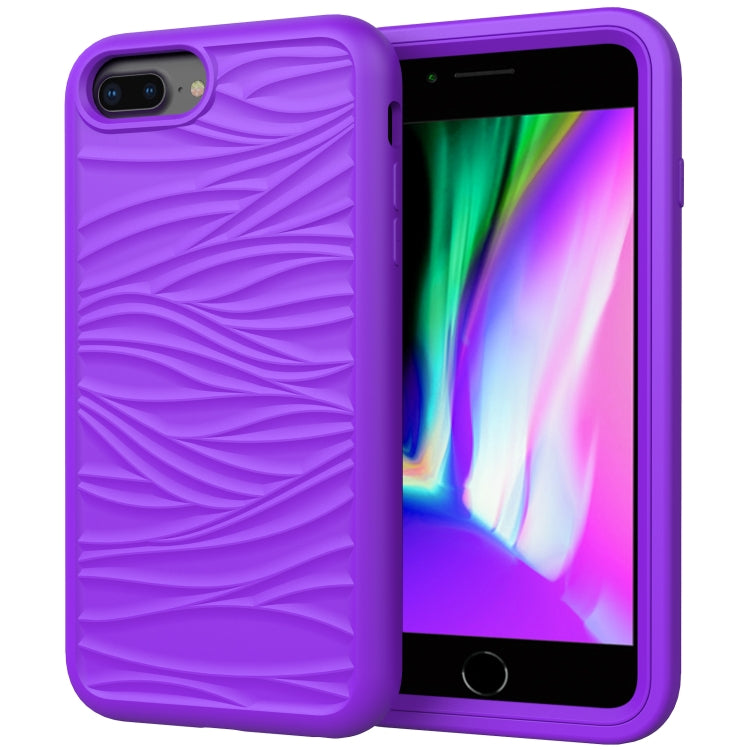 For iPhone SE(2020) Wave Pattern 3 in 1 Silicone+PC Shockproof Protective Case