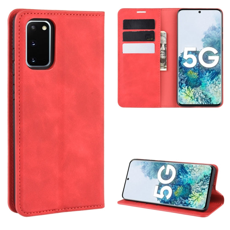 For Samsung Galaxy S20 FE 4G / 5G Retro-skin Business Magnetic Suction Leather Case with Holder & Card Slots & Wallet, For Samsung Galaxy S20 FE