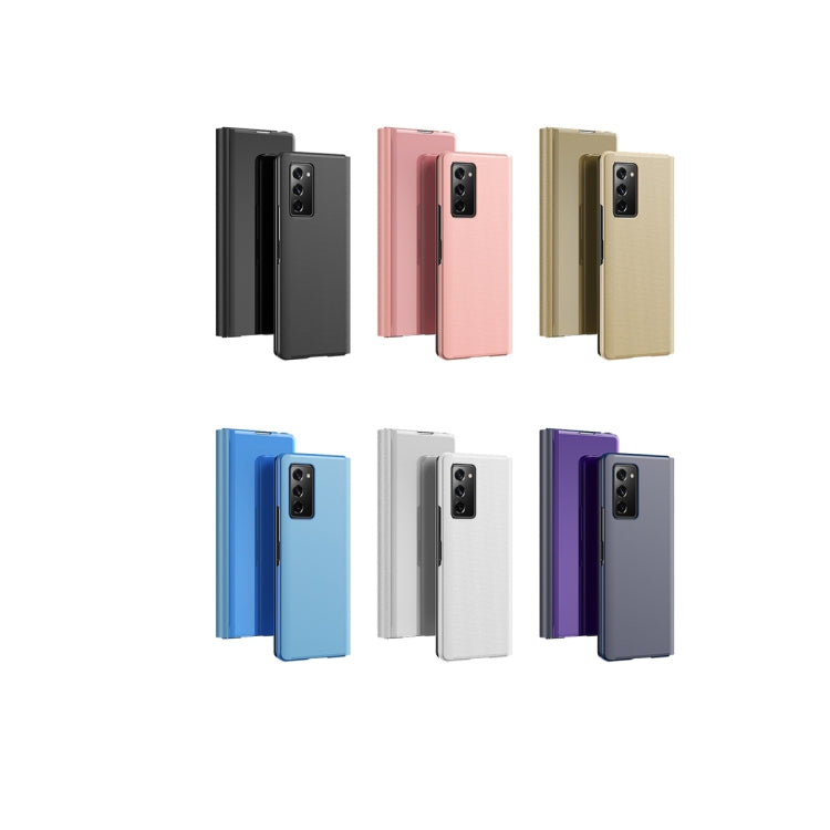 Plated Mirror Horizontal Flip Leather Case with Holder, For Samsung Galaxy Z Fold2 5G