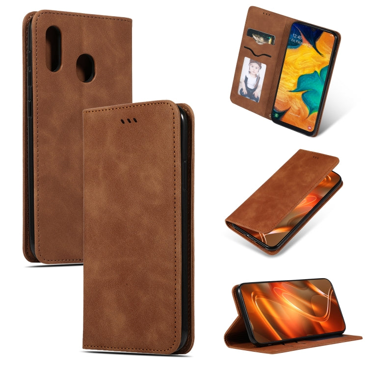 Retro Skin Feel Business Magnetic Horizontal Flip Leather Case for Samsung Galaxy A20 & A30, For Galaxy A20