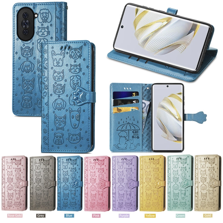Cat and Dog Embossed Leather Phone Case, For Huawei Nova 10, For Sony Xperia 5 IV, For Xiaomi Redmi Note 11T, For Xiaomi 12T / Redmi K50 Ultra