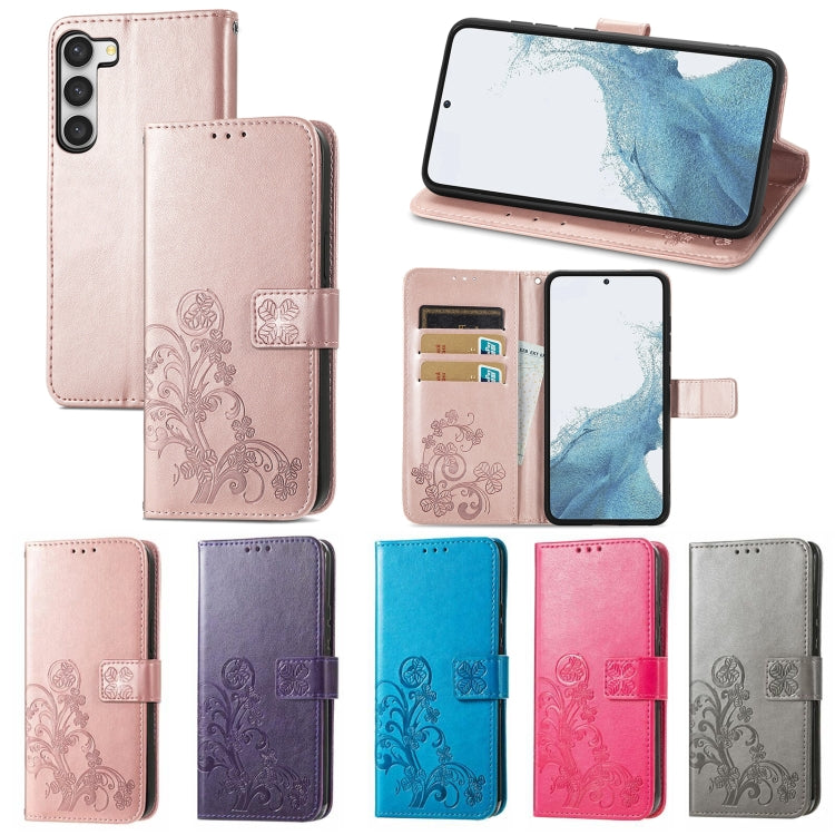 Four-leaf Clasp Embossed Buckle Leather Phone Case, For Samsung Galaxy S23 5G, For Samsung Galaxy S23+ 5G, For Samsung Galaxy S23 Ultra 5G, For Sony Xperia 5 IV, For Xiaomi Redmi A1, For Xiaomi Redmi Note 11T, For Xiaomi 12T / Redmi K50 Ultra