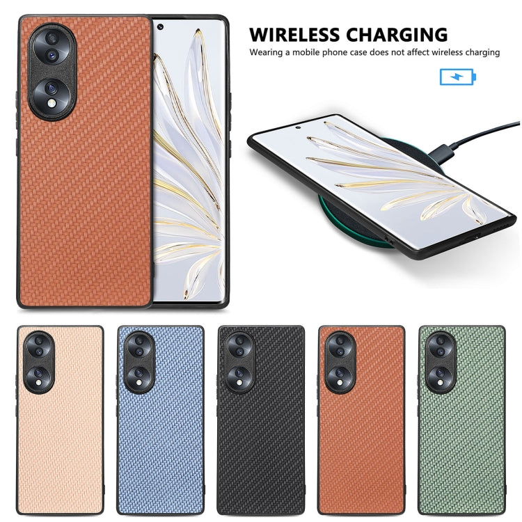 Carbon Fiber Texture Leather Back Cover Phone Case, For Honor 70, For Samsung Galaxy A50