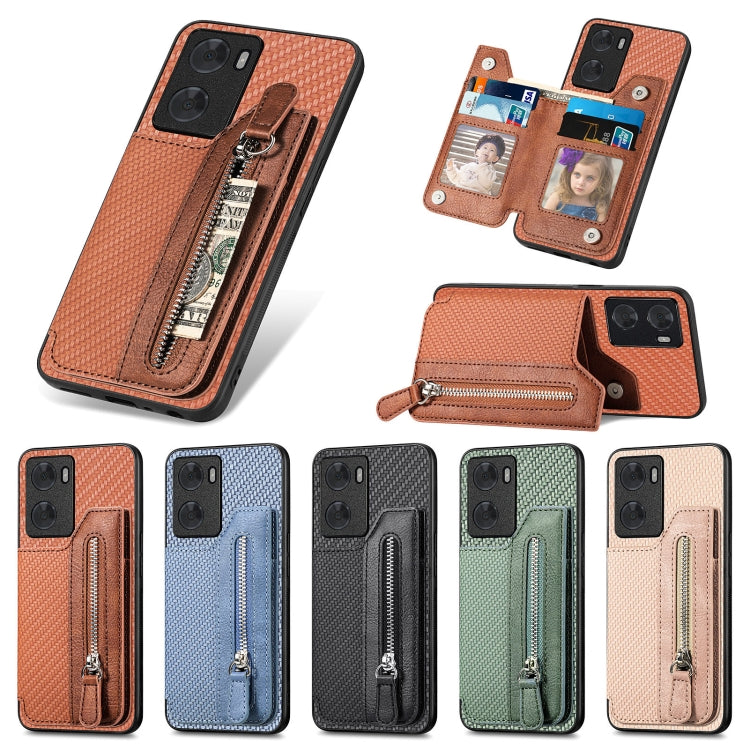 Carbon Ffiber Flip Zipper Wallet Phone Case, For OPPO A57 4G, For OPPO Reno9, For OPPO Reno9 Pro+, For Xiaomi Poco M5 4G, For Realme C30, For Xiaomi 13 Pro, For Xiaomi 13, For Google Pixel 7A