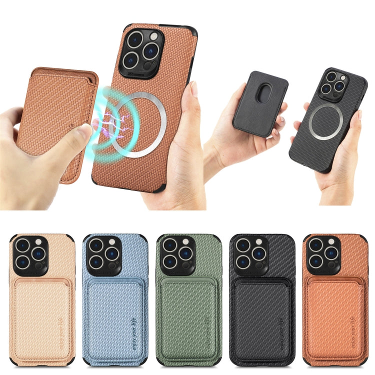 Carbon Fiber Leather Card Magsafe Magnetic Phone Case, For iPhone 14 Pro, For iPhone 14 Pro Max