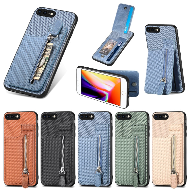 Carbon Fiber Vertical Flip Zipper Phone Case, For iPhone SE 2022 / 2020 / 7 / 8, For iPhone 7 Plus / 8 Plus, For iPhone 6 / 6s, For iPhone 6 Plus / 6s Plus