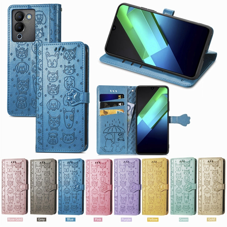 Cat and Dog Embossed Phone Leather Phone Case, For Infinix Note 12 G96, For OnePlus Ace 2, For Realme C55, For Tecno Pova Neo 5G, For vivo S15e, For Samsung Galaxy A14 4G