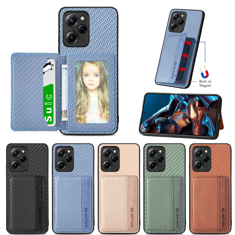 Carbon Fiber Magnetic Card Bag Phone Case, For Xiaomi Poco X5 Pro, For Xiaomi Poco X5, For Xiaomi Redmi Note 10 5G, For Xiaomi Redmi Note 12 5G Global, For OPPO A74 5G