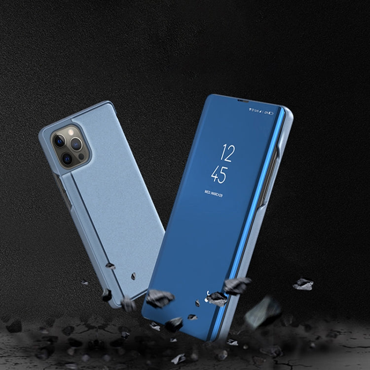 Plated Mirror Horizontal Flip Leather Phone Case with Holder, For iPhone 18 Pro / 17 Pro, For iPhone 18 Pro Max / 17 Pro Max, For iPhone 17e / 16e, For iPhone 17, For iPhone Air, For iPhone 16 Pro Max