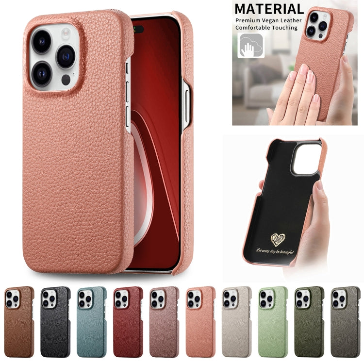Litchi Oil Edge Leather Back Phone Case, For iPhone 15 Pro Max, For iPhone 15 Pro, For iPhone 15 Plus, For iPhone 15