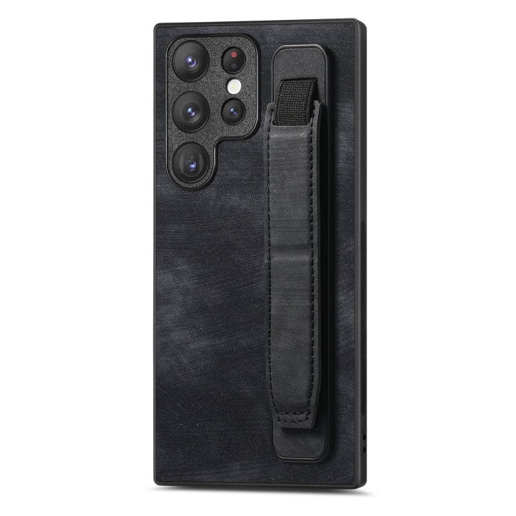 Retro Wristband Holder Leather Back Phone Case, For Samsung Galaxy S22 Ultra 5G, For Samsung Galaxy S22+ 5G, For Samsung Galaxy S22 5G, For Samsung Galaxy A13 5G, For Samsung Galaxy S21 FE 5G, For Samsung Galaxy A32 5G, For Samsung Galaxy S21 5G