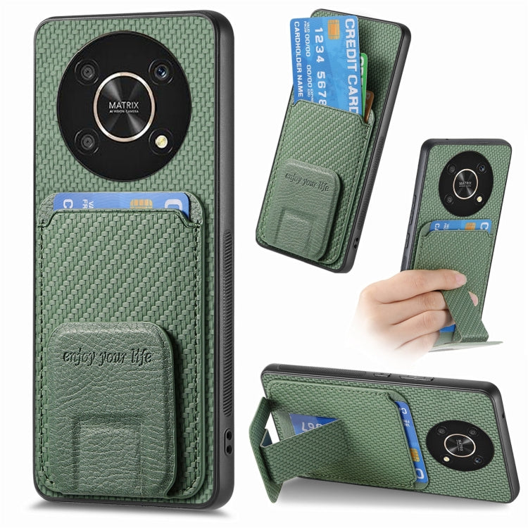 Carbon Fiber Card Bag Fold Stand Phone Case, For Honor 60, For Honor 50, For Honor 50 SE, For Honor X50i / 90 Lite, For Honor X30/X9 5G/Magic4 Lite