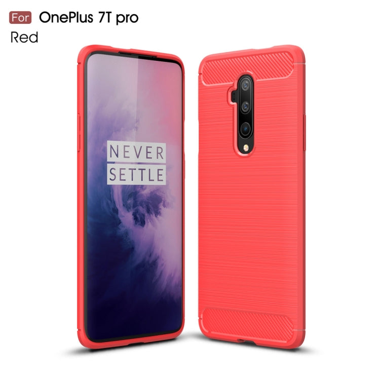 For Oneplus 7T Pro Brushed Texture Carbon Fiber TPU Case