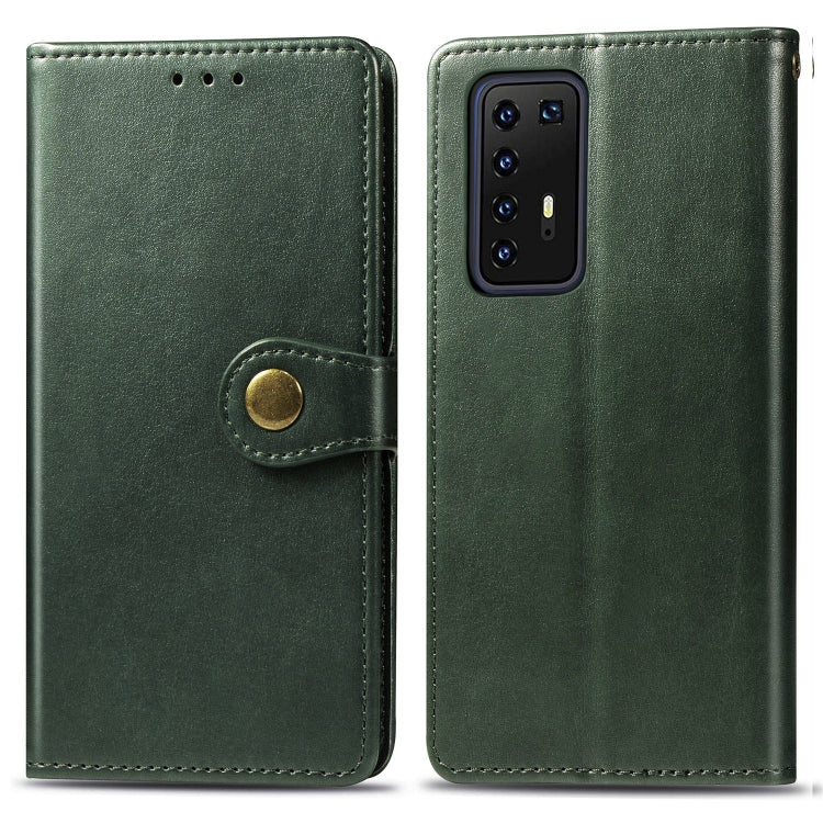 For Huawei P40 Pro Retro Solid Color Leather Buckle Phone Case with Lanyard & Photo Frame & Card Slot & Wallet & Stand Function, For Huawei P40 Pro