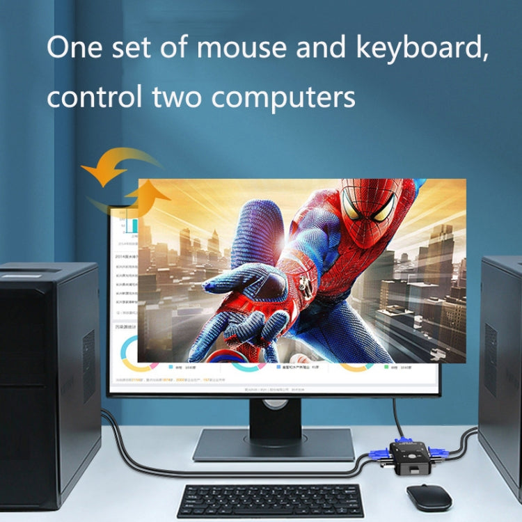 HW1701 2 into 1 out KVM Switcher 2 Port Manual VGA Switch USB With Keyboard Mouse Switching, HW1701