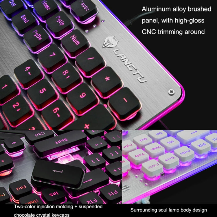 LANGTU L1 104 Keys USB Home Office Film Luminous Wired Keyboard, Cable Length:1.6m, L1 Ice Blue Light Black, L1 White Light Pink, L1 Orange Light Black, L1 Ice Blue Light Silver White