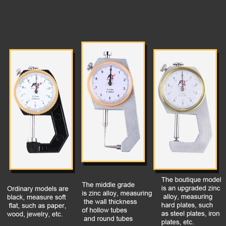 CHIXI Handheld Thickness Gauge Paper Thickness Gauge, Ordinary 0-10mm Flat Head, Mid-range 0-10mm Pointed Head, Mid-range 0-10mm Flat Head, Mid-range 0-10mm Curved Point