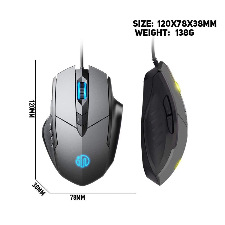 Inphic PW1H Wired Silent Illuminated Computer Gaming 6-Button Mouse, PW1H