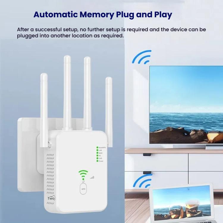 Urant U10 1200Mbps 2.4G & 5.8G Wireless Repeater WiFi Signal Amplifier With 4 Antenna, US Plug Black, US Plug White, EU Plug Black, EU Plug White, UK Plug Black, UK Plug White