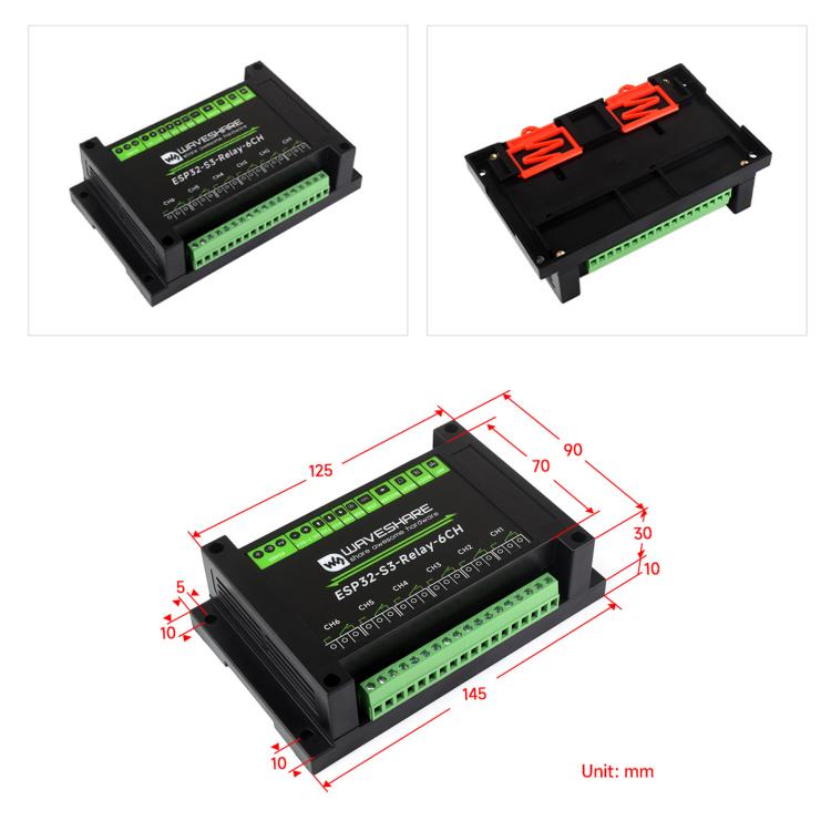 Waveshare 26756 Industrial 6-Channel ESP32-S3 WiFi Relay Module Supports WiFi / Bluetooth / RS485 control, 26756
