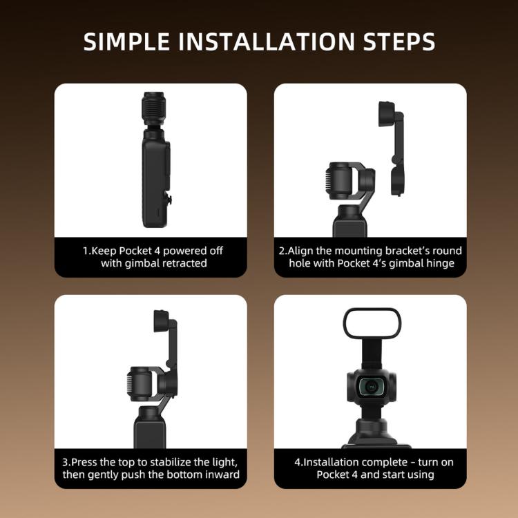 For DJI Osmo Pocket 4 BRDRC Camera Handheld Gimbal Selfie Fill Light, BRDRC