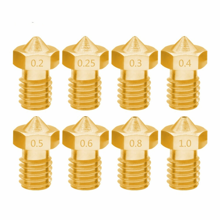8 PCS Bugatti 3D Printer Accessories E3D-V5 V6 Nozzle M6 Thread Consumables Hot Nozzle, 1.75/0.2mm, 1.75/0.25mm, 1.75/0.3mm, 1.75/0.35mm, 1.75/0.4mm