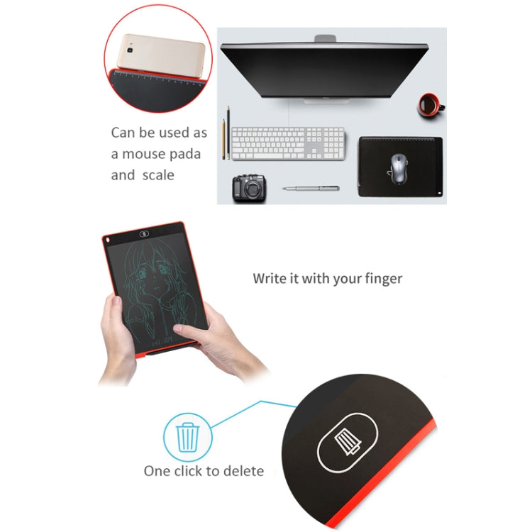 Portable 12 inch LCD Writing Tablet Drawing Graffiti Electronic Handwriting Pad Message Graphics Board Draft Paper with Writing Pen, 12 inch Red, 12 inch White, 12 inch Black, 12 inch Green, 12 inch Blue