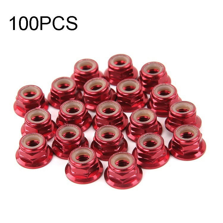 100 PCS iFlight M5 CW 6061 Aluminum Motor Screw Nuts Nylon Insert Self Lock Flange Nut for RC FPV Racing Drone Motor, M5 CW 6061(Red), M5 CW 6061(Black)