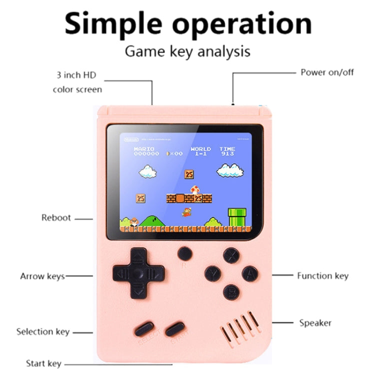 MK800 3.0 inch Macaron Mini Retro Classic Handheld Game Console for Kids Built-in 800 Games, Support AV Output, MK800 / Yellow, MK800 / Pink, MK800 / Green, MK800 / Grey, MK800 / Blue