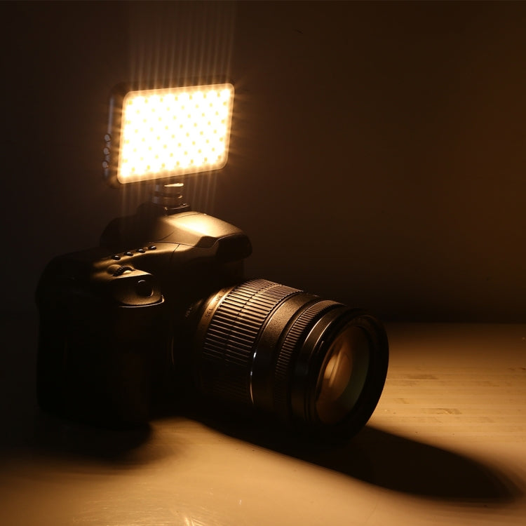 LED-013 Pocket 112 LEDs Professional Vlogging Photography Video & Photo Studio Light with OLED Display & Cold Shoe Adapter Mount for Canon / Nikon DSLR Cameras, 112 LED