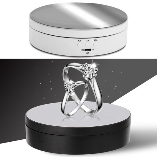 13.8cm Mirror Style USB Charging Smart 360 Degree Rotating Turntable Display Stand Video Shooting Props Turntable for Photography, Load 3kg, 13.8cm Mirror/Powered by USB(W)