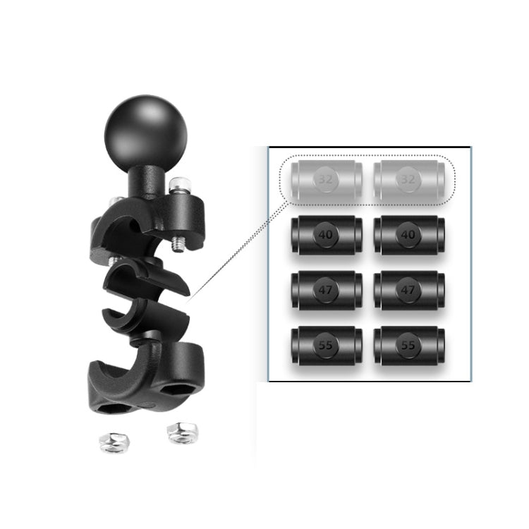 25mm Ball Head Motorcycle Rearview Mirror Fixed Mount Holder with 4 Styles Gaskets for GoPro, Insta360, DJI and Other Action Cameras, 25mm Ball Head with 4 Styles Gaskets