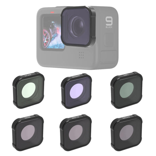 JSR KB Series STAR+CPL+NIGHT+ND8+ND16+ND32 Lens Filter for GoPro HERO13 Black /12 Black /11 Black /10 Black /9 Black, 6-in-1