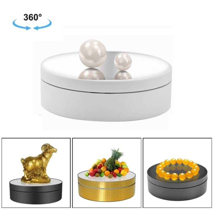 12cm 360 Degree Rotating Turntable Mirror Electric Display Stand Video Shooting Props Turntable, Load: 3kg, 12cm Mirror White, 12cm Mirror Black