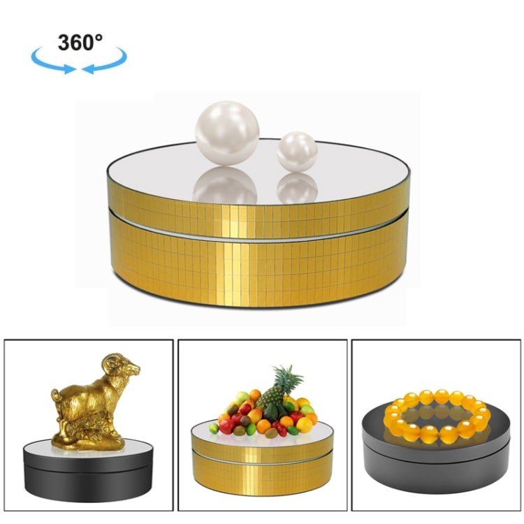 12cm 360 Degree Rotating Turntable Mirror Electric Display Stand Video Shooting Props Turntable, Load: 3kg, 12cm Mirror Sequins Silver, 12cm Mirror Sequins Gold