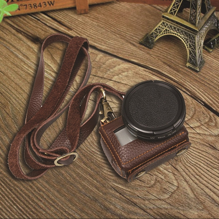 For GoPro HERO4 Litchi Texture Genuine Leather Protective Case with Sling, Litchi Texture (Brown)