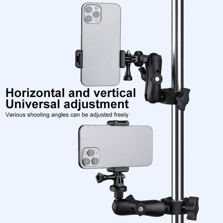 360 Rotation Adjustable Action Camera Bike Motorcycle Handlebar Holder with Phone Clamp, Standard Version with Phone Clamp