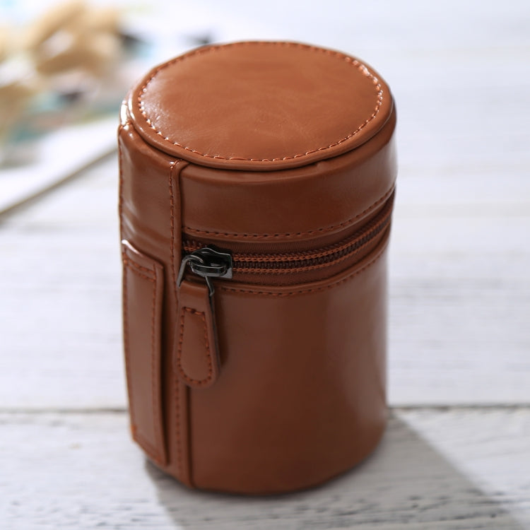 Small Lens Case Zippered PU Leather Pouch Box for DSLR Camera Lens, Size: 11x8x8cm, 11 x 8cm (Brown), 11 x 8cm (Coffee), 11 x 8cm (Black)
